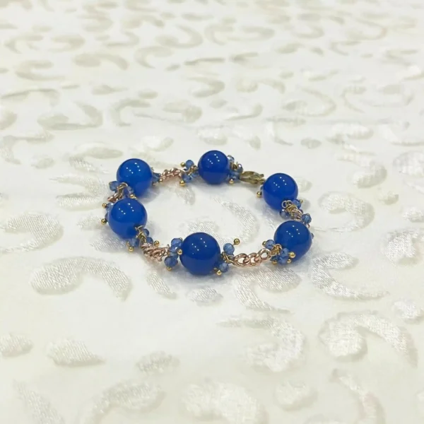 Blue Beaded Gold-Tone Spacer Bracelet