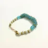 Blue Crystal and Pearl Gold-Toned Bracelet