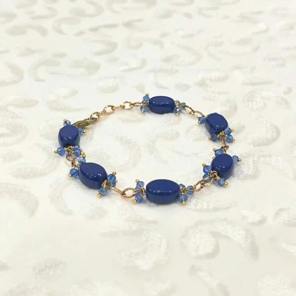 Blue Stone Gold-Tone Link Bracelet