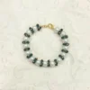 Chic Green and White Beaded Bracelet with Gold-Tone Accents