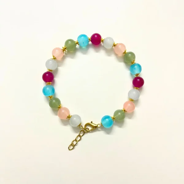 Chic Multi-Colored Bead Bracelet with Gold Star Charms