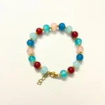 Chic Multicolored Bead Bracelet with Gold-Tone Chain Clasp