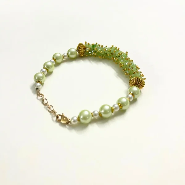 Green Pearl and Gemstone Gold-Tone Bracelet