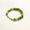 Green Stone and Pearl Gold-Toned Bracelet