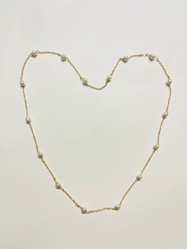 Minimalist Pearl Necklace with Delicate Gold Stainless-Steel Chain