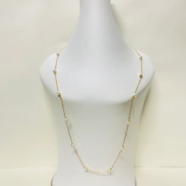 Minimalist Pearl Necklace with Delicate Gold Stainless-Steel Chain